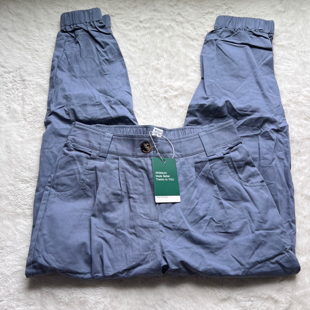 Halara Women's High Waisted Cotton Pleated Joggers Blue Size XS Regular NWT